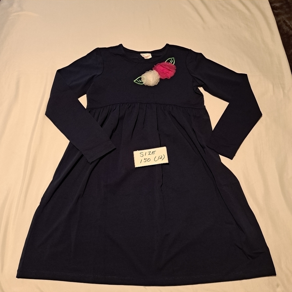 Hanna Andersson size 12 or 150 dark blue dress EUC